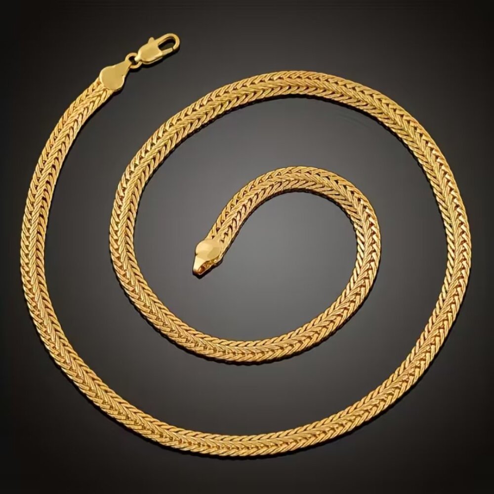 18K Gold Mens Chain Link Necklace Guys New 18 K Silver Streetwear Jewelry 20 24